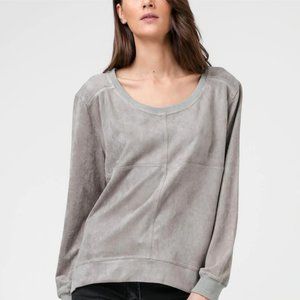 RELIGION 2pc grey faux suede jogger set SZ 10